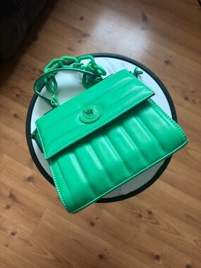 Aldo Bright Green Quilted Mini Bag with Chunky Chain